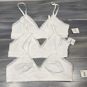 Jenni Wide Lace Bralette Bright White Large Soft Casual Feminine Set of 3